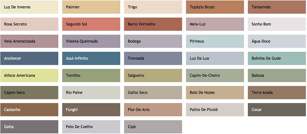 Tendência de cor em 2021 - 38 cores divididas em três paletas: Resgate, Consciência e Conexão