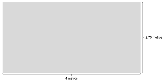 Imagem ilustrativa de uma parede com dimensões de 2,70 metros de altura por 4 de comprimento.
