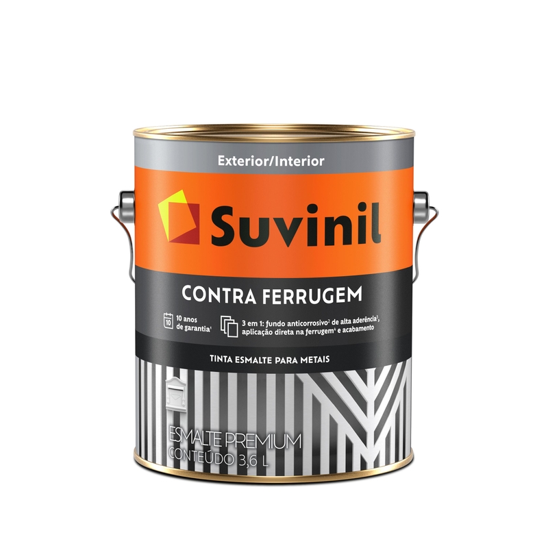 Lata de 3,6L da Suvinil Esmalte Contra Ferrugem | A tinta ideal para pintura em metal enferrujado