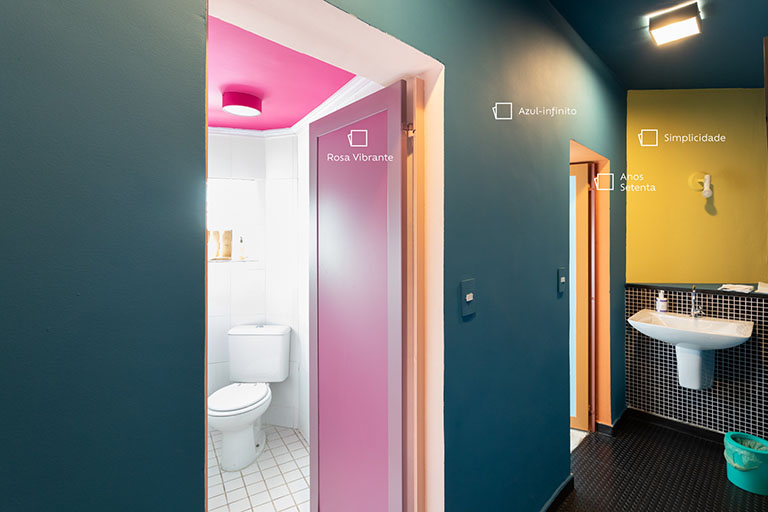 Banheiro criativo em 4 cores de tendência da Suvinil