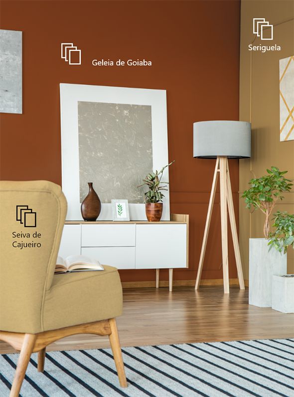 sala com tons terrosos cor geleia de goiaba e seriguela suvinil Sala com tons terrosos na cor Geleia de Goiaba e Seriguela da Suvinil